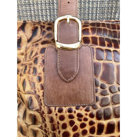 Due Fratelli 2 Strap Brown Leather Tote Shoulder Bag Crocodile Embossed mob wife - Picture 16 of 16